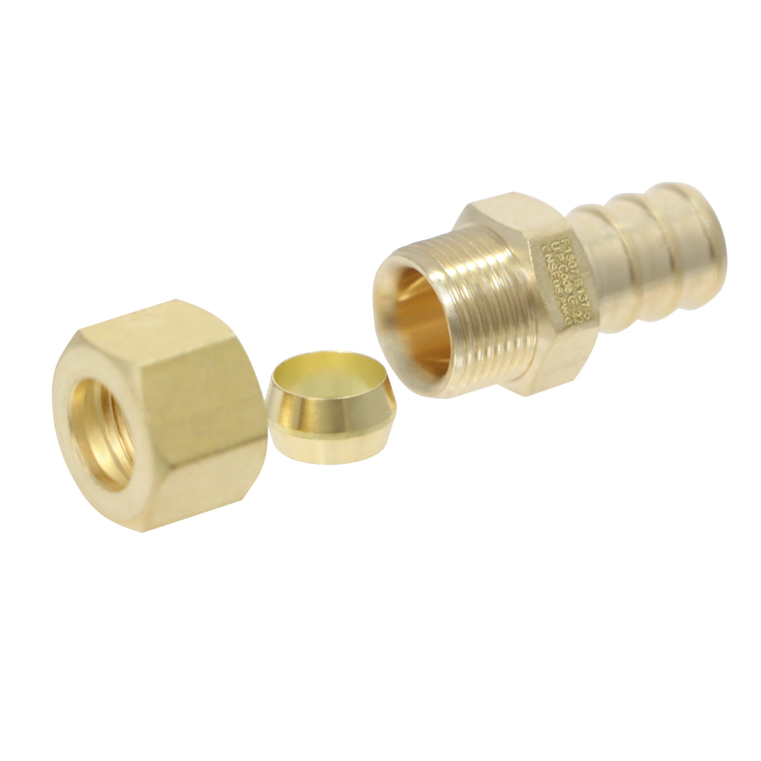100 PIECES 1/2″ PEX X 3/8″ OD COMP. STRAIGHT ADAPTER FITTINGS LEADFREE BRASS NSF