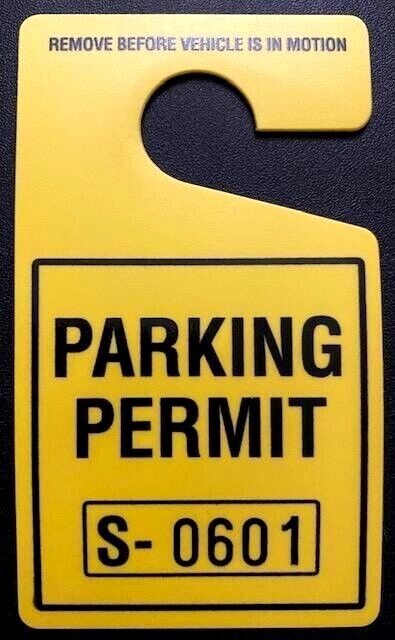 NEW!!! PARKING PERMIT ⭐ REPLACEMENT ⭐MIRROR HANG TAG PERMITS PLASTIC BIG YELLOW