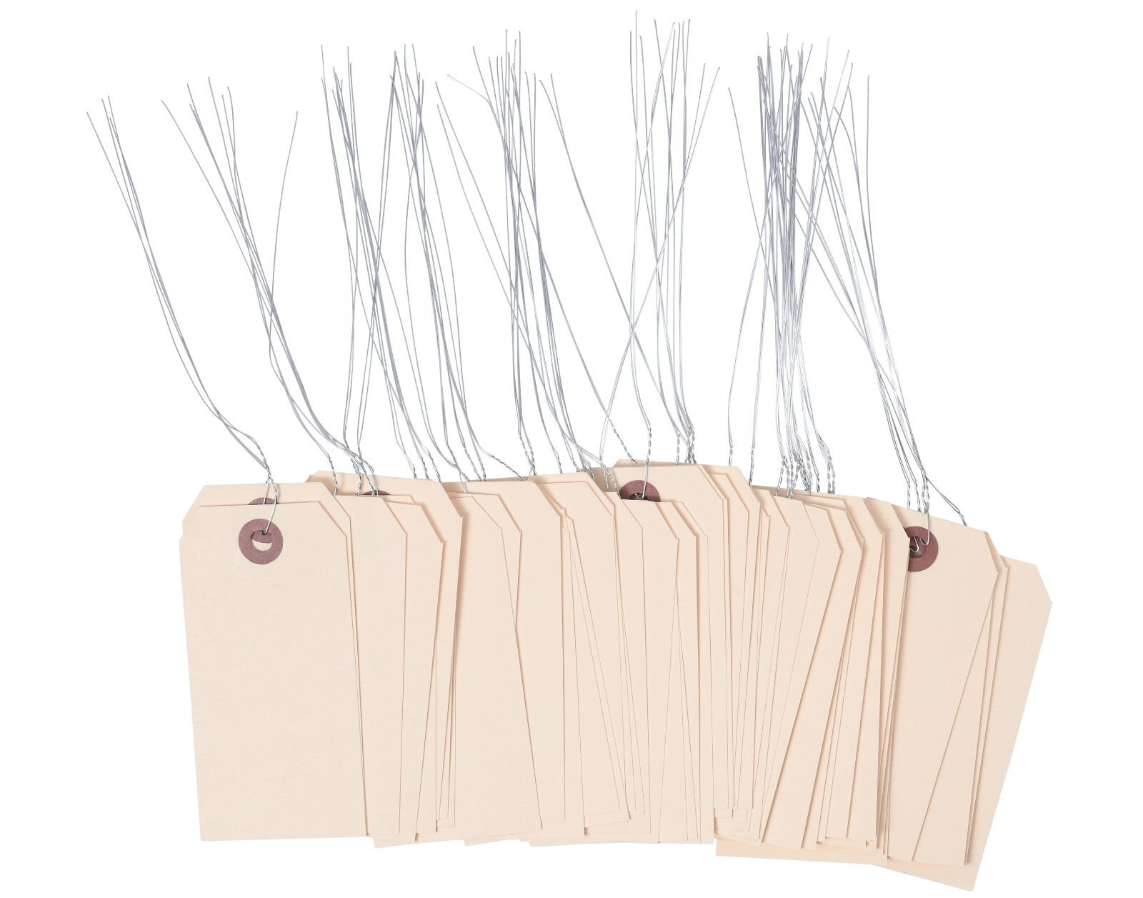 1000- 3 3/4″ x 1 7/8″ Size 3 Manila Inventory Shipping Hang Tags with Wire 13 Pt
