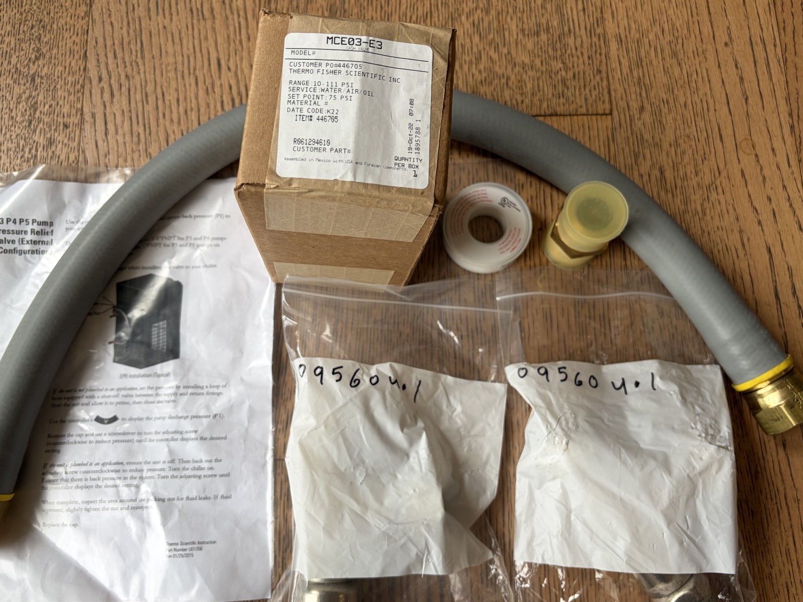 Thermo Fisher MCE03-E3 Pressure Relief Valve Assembly 75 PSI Water Air/Oil NOS