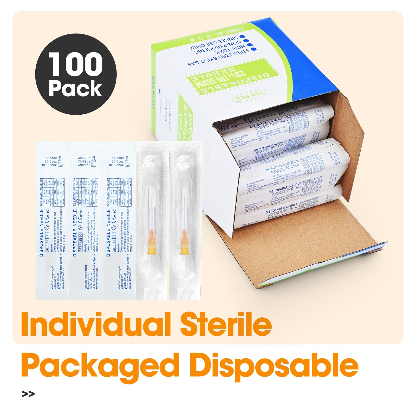25 Ga 1 Inch Lab Syringe Needle, Disposable Dispensing Supplies,…