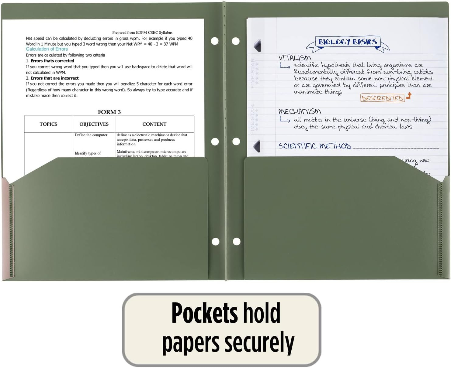 2 Pocket Folders, 4 Pack, Recycled Plastic Folders with Stay-Put Tabs and Pro…