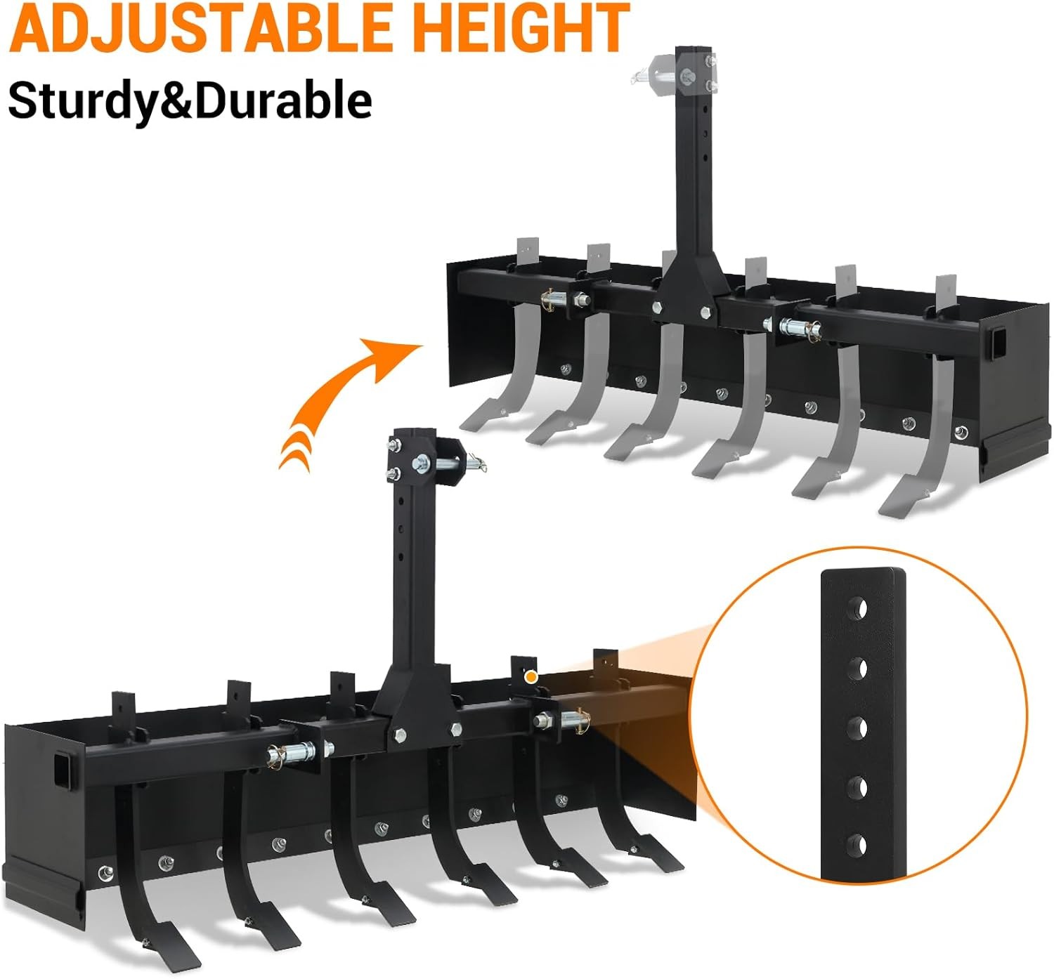 55″Tow Behind Box Scraper,Three-Point Quick Hitch Box Blade for Leveling&Grading