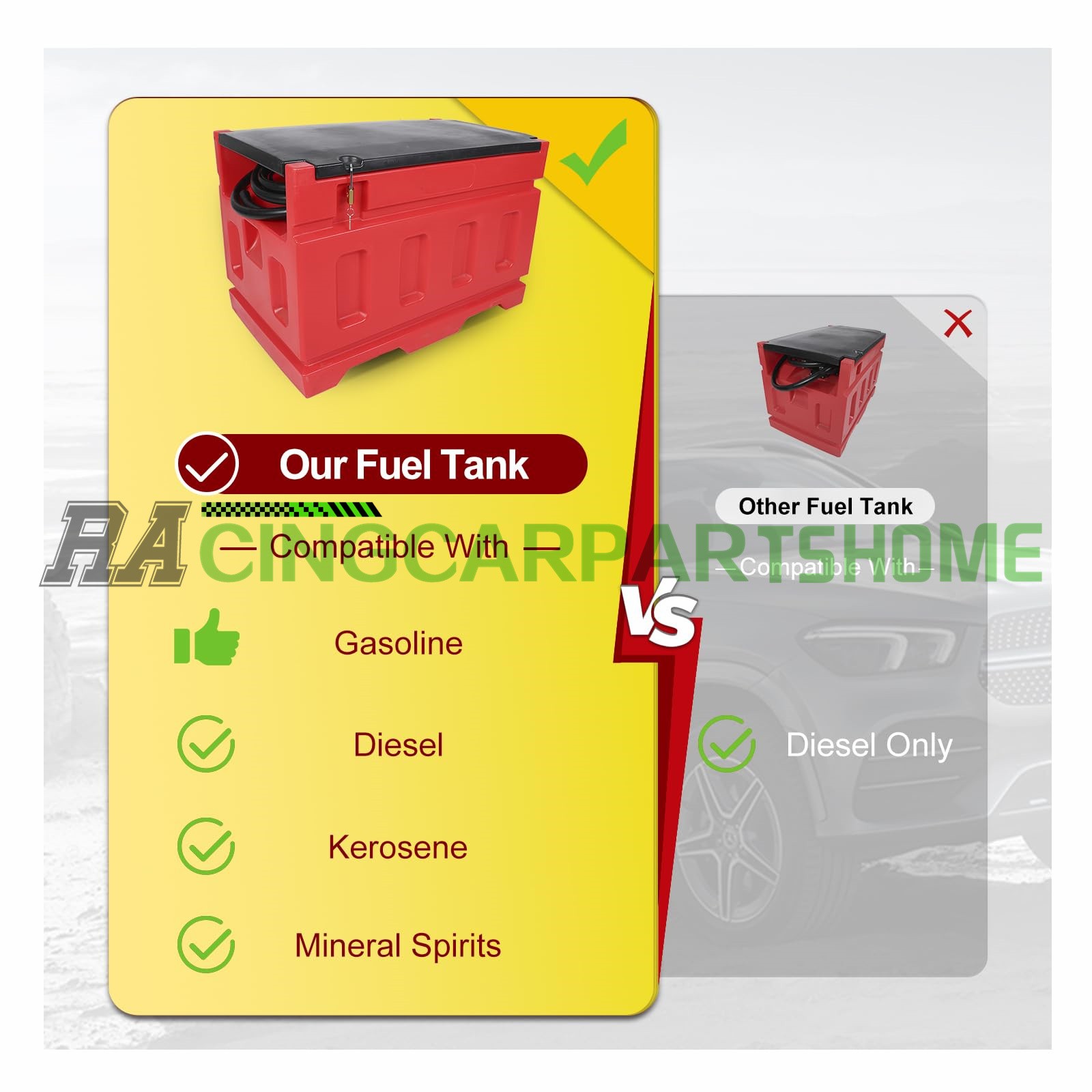 48Gallon Portable Gasoline Fuel Tank w/ 12V DC Electric Fuel Transfer Pump 15GPM