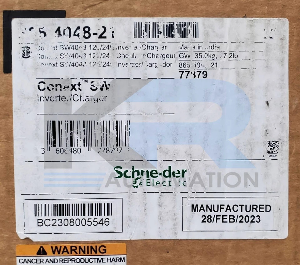 NEW Schneider Electric 865-4048-21 Conext SW Inverter Charger 48VDC 120/240VAC 2