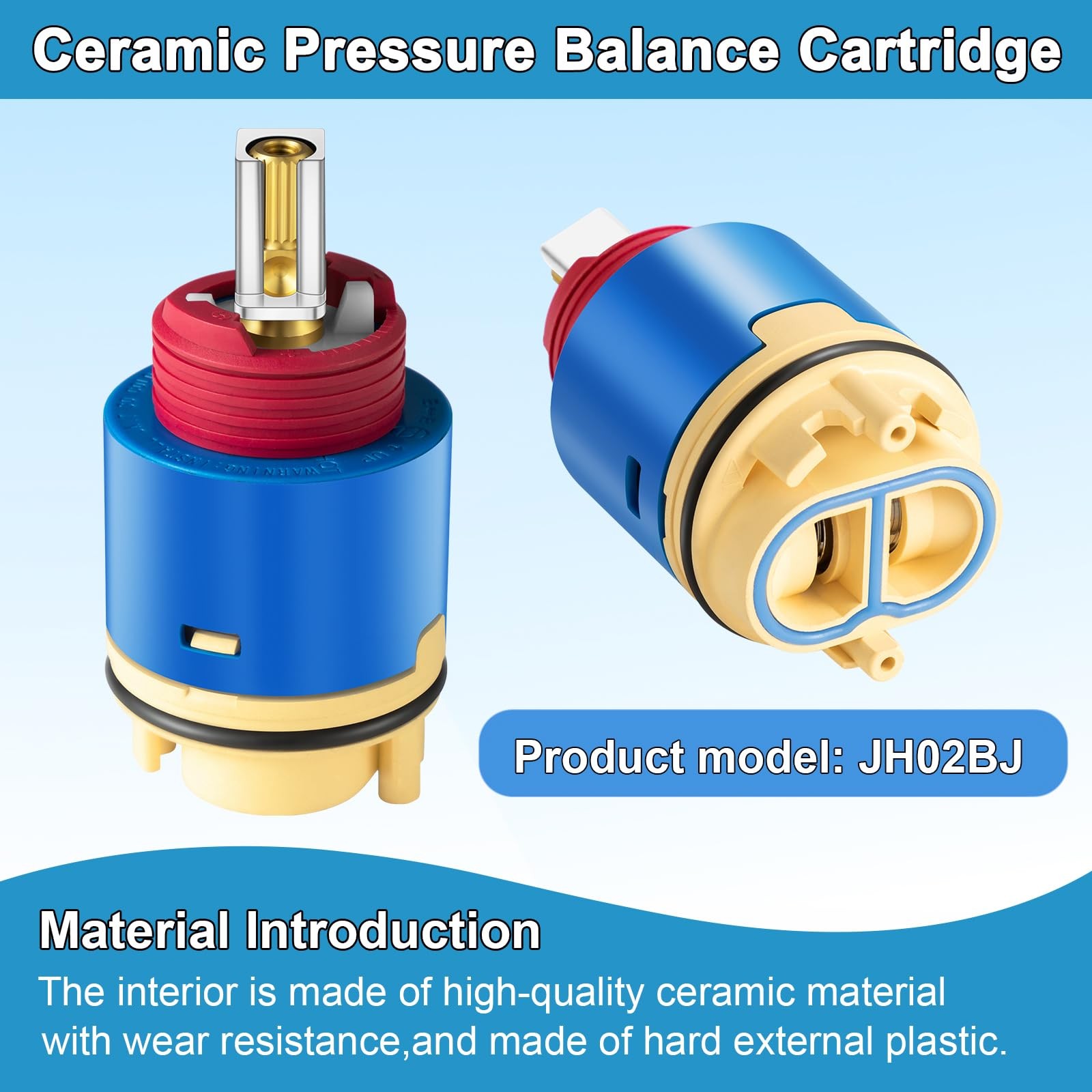 (1Pack) JH02BJ HL-40 Shower Cartridge Replacement,40mm Ceramic Blue, Red