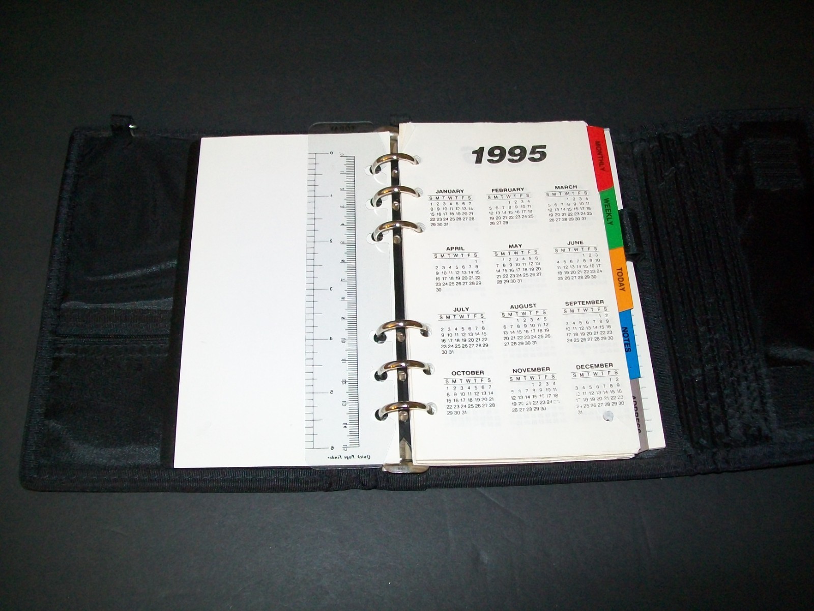 Vintage Brown Nylon Planner 6 Ring Organizer With Pockets 5.75in x 7.5in