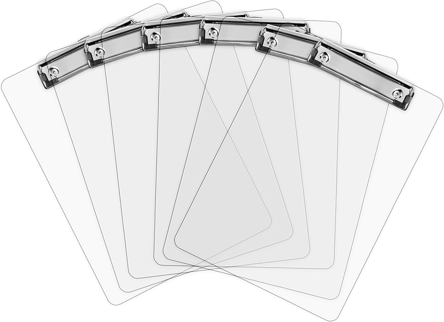 Set Of 6 Clear Acrylic Clipboards Durable Lightweight Stackable Office Use