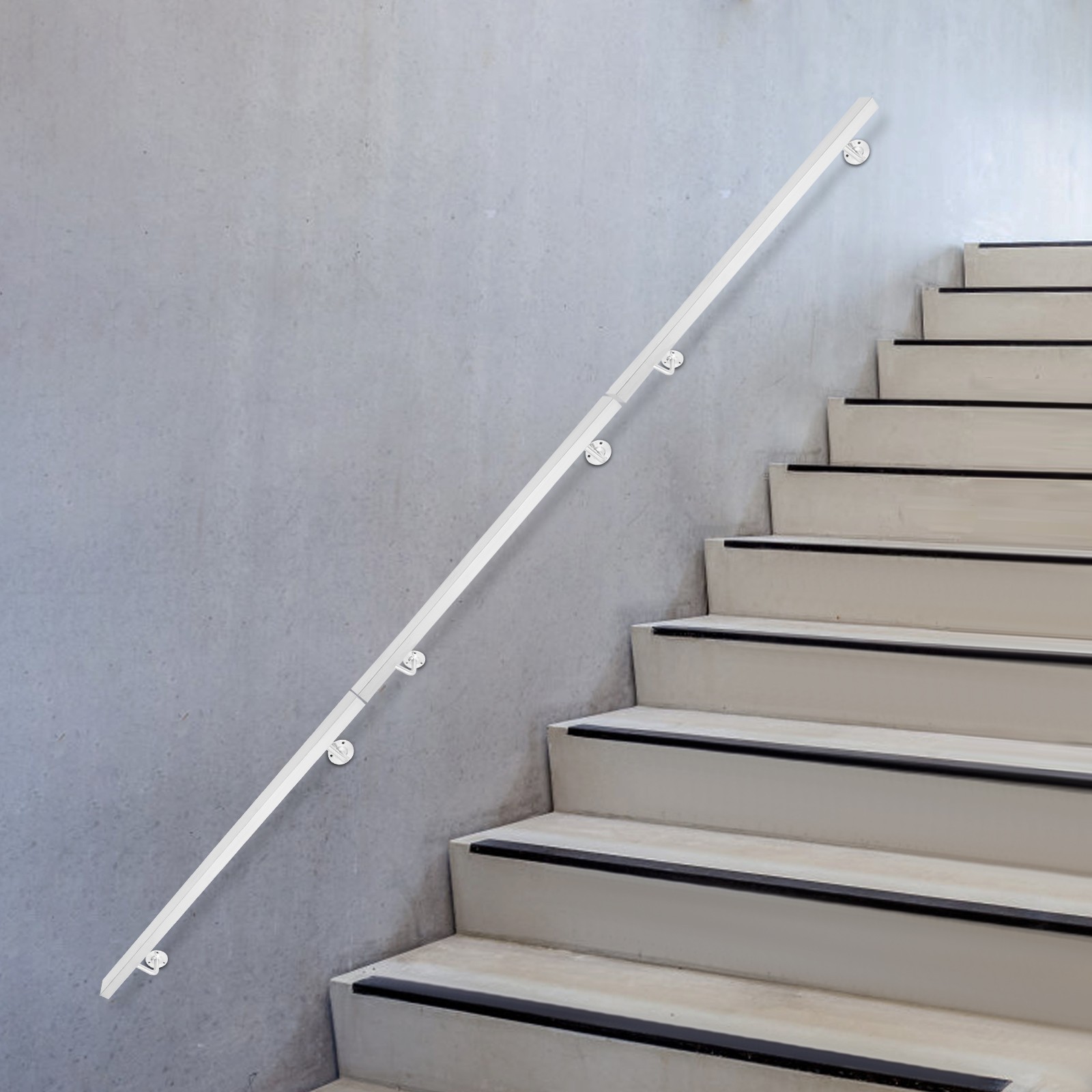 3.05M Stainless Stair Rail 101×9.8cm – Baking Paint Rectangle, Wall Mount