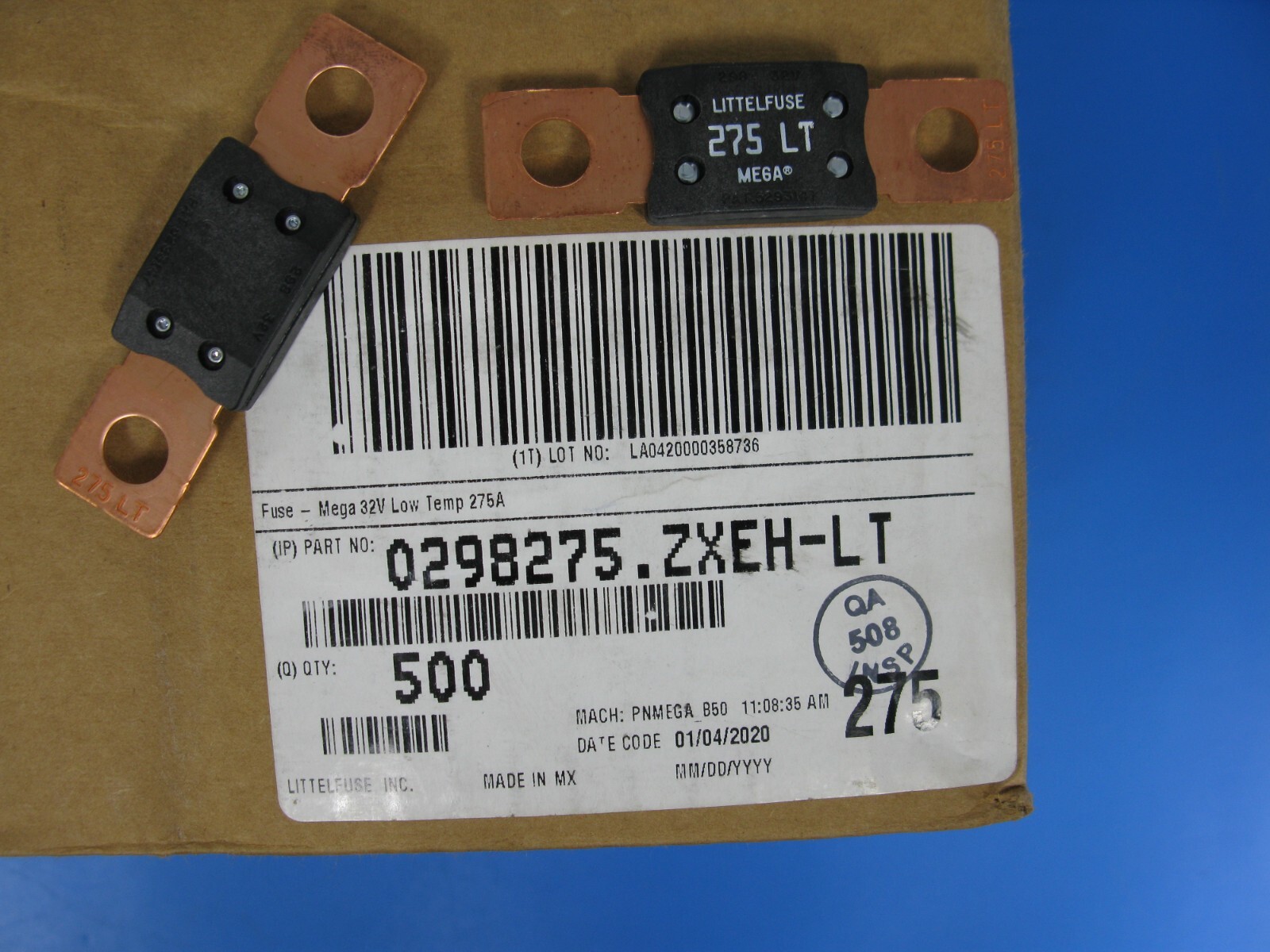 (1) *NEW* LITTELFUSE 0298275.ZXEH-LT SLOW BLOW TIME DELAY 32V 275A MEGA LOW TEMP