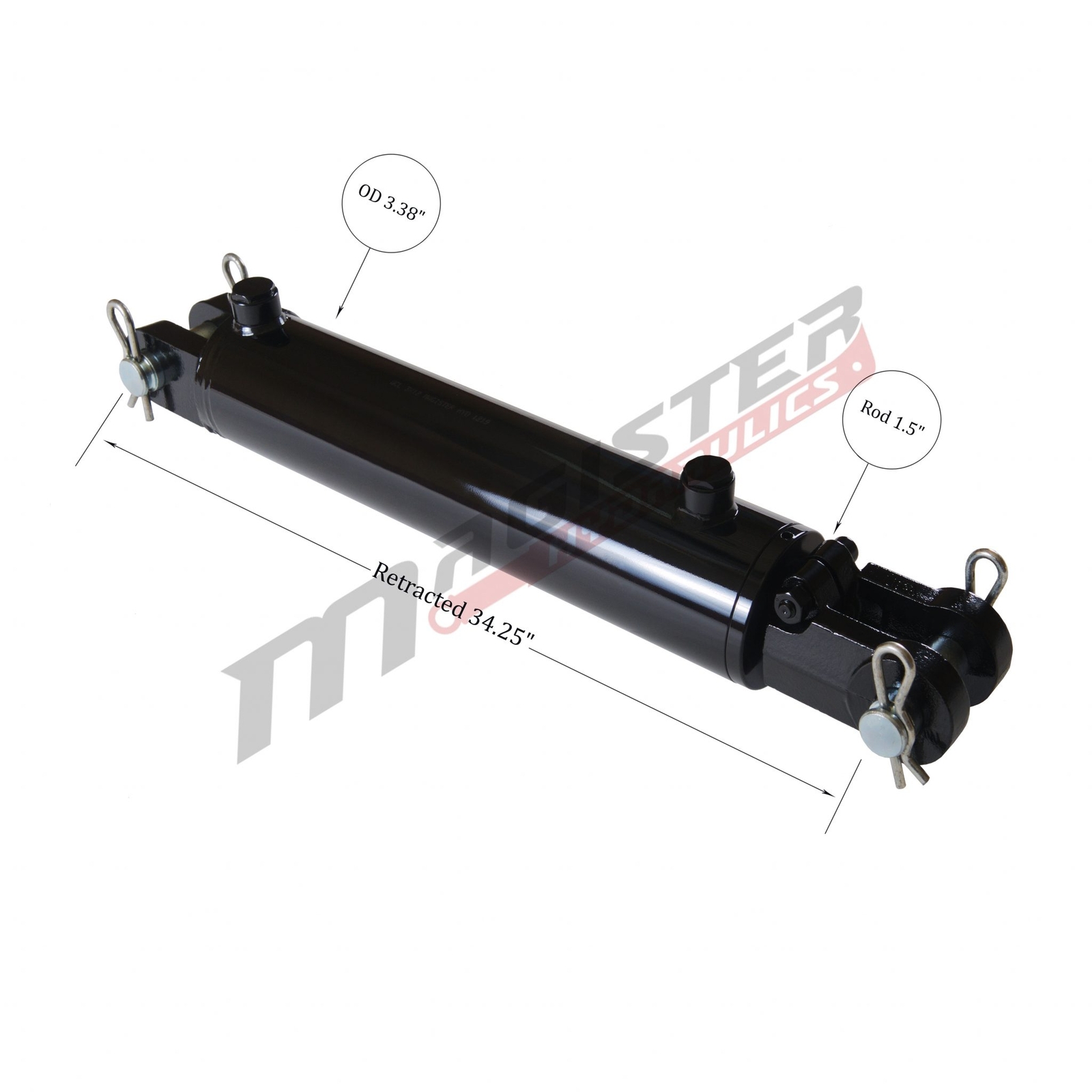 Hydraulic Cylinder Welded Double Acting 3″ Bore 24″ Stroke Clevis End 3×24 NEW