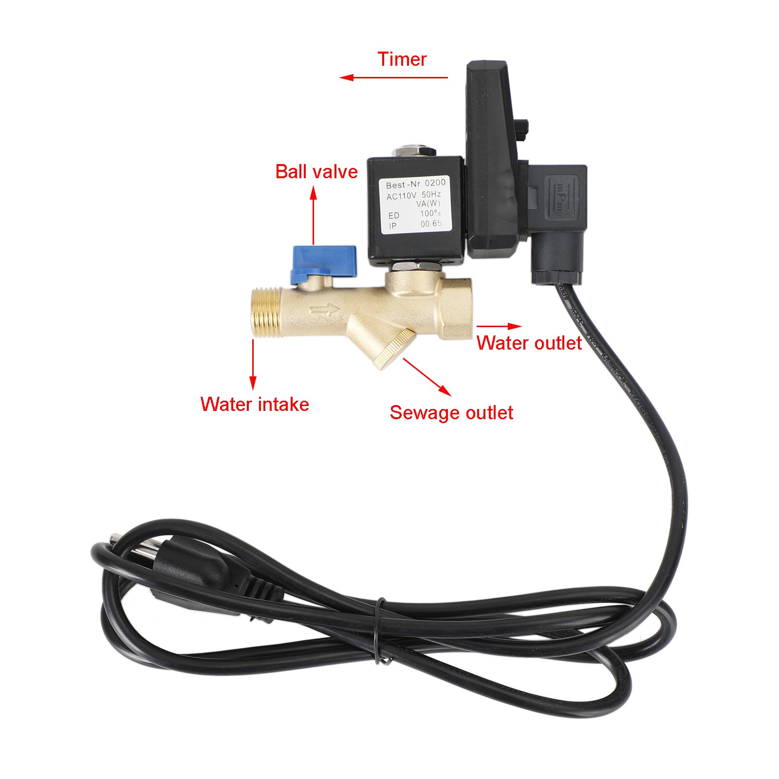 AC110V 1/2″ Automatic Electronic Timed Air Compressor Auto Drain Valve