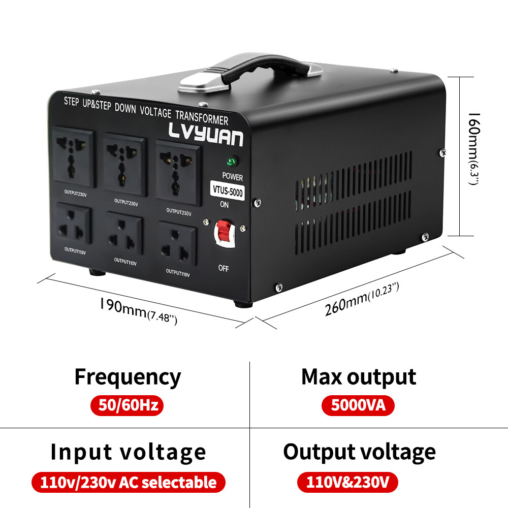 5000W Voltage Transformer Converter Step Up & Down 110V to 220V & 220V to 110V