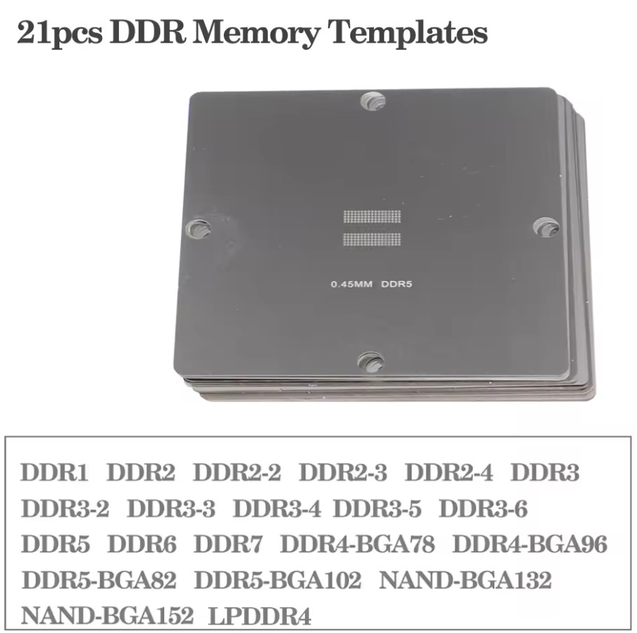 90mm BGA Reballing Stencil Kit DDR DDR2 DDR2-3 DDR3-2 DDR3-3 DDR5 DDR7 LPDDR4