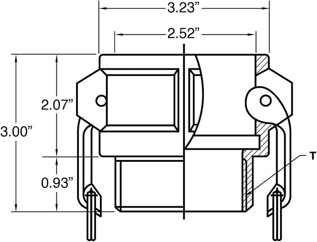 Gloxco Aluminum Type D Cam and Groove Hose Fitting, 2? Female Camlock X 2? Fema