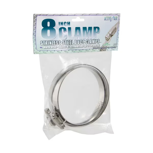 2 Pack Active Air Hose Clamp 8″ Stainless Steel Hydrofarm – HVAC , Duct Clamp