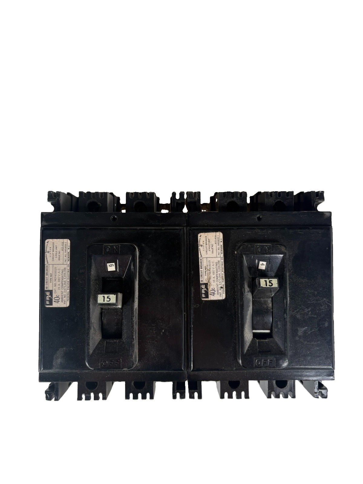 (Lot Of 2) FPE Federal Pacific Electric NEF433015 3 Pole NEF Circuit Breaker