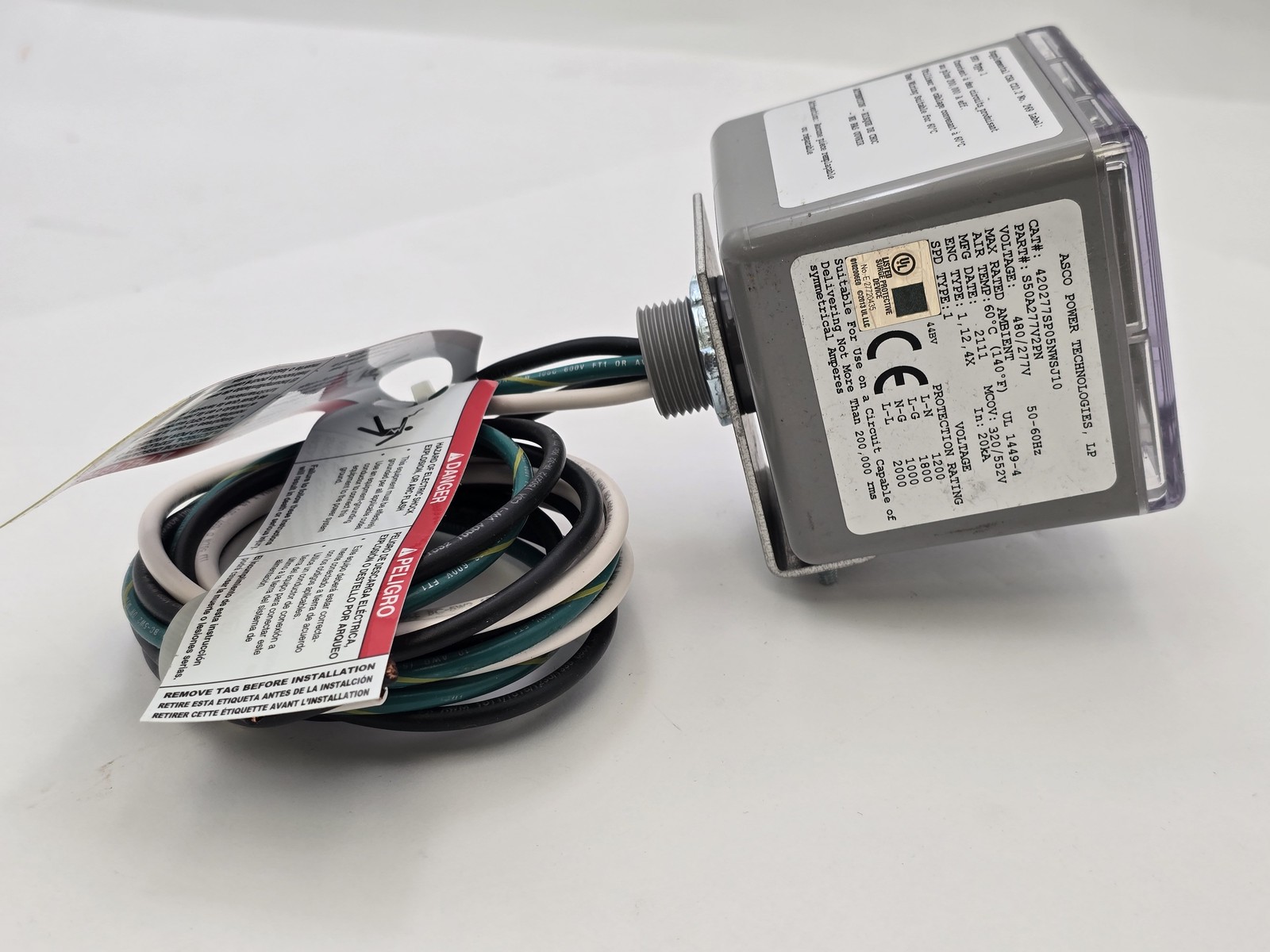 Asco 420277SP05NWSJ10 Compact Surge Suppressor 400 Series 480/277V 140F Air Temp