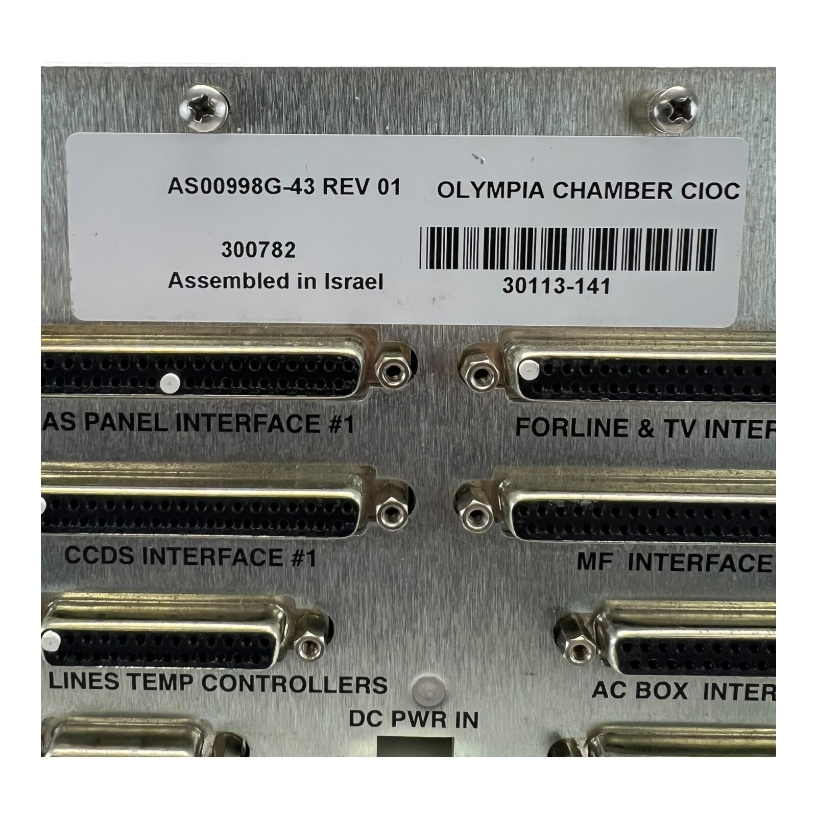 APPLIED MATERIALS OLYMPIA CHAMBER CIOC AS00998G-43 REV 01