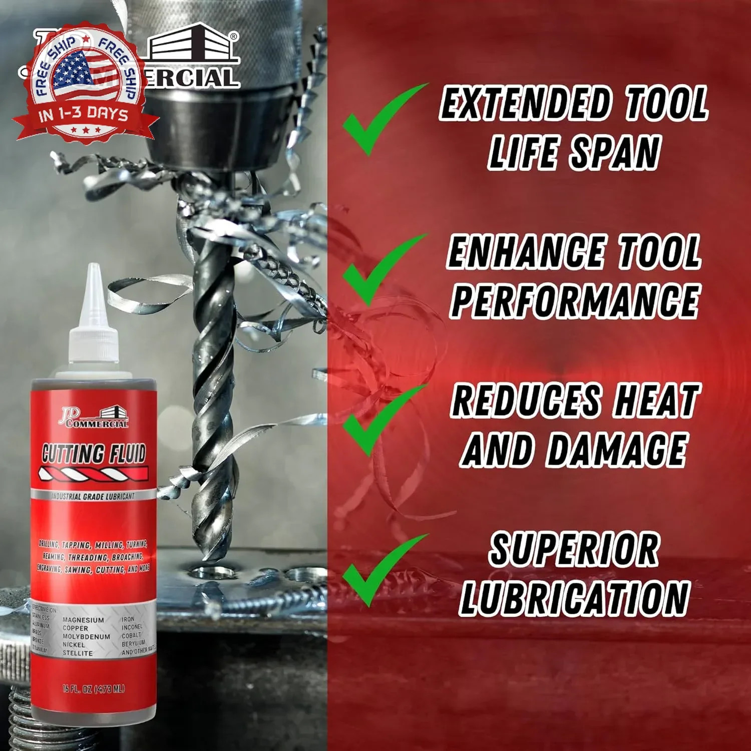 Cutting Fluid 16 OZ, Cutting, Tapping, and Drilling Lubricant for All Metals, Re