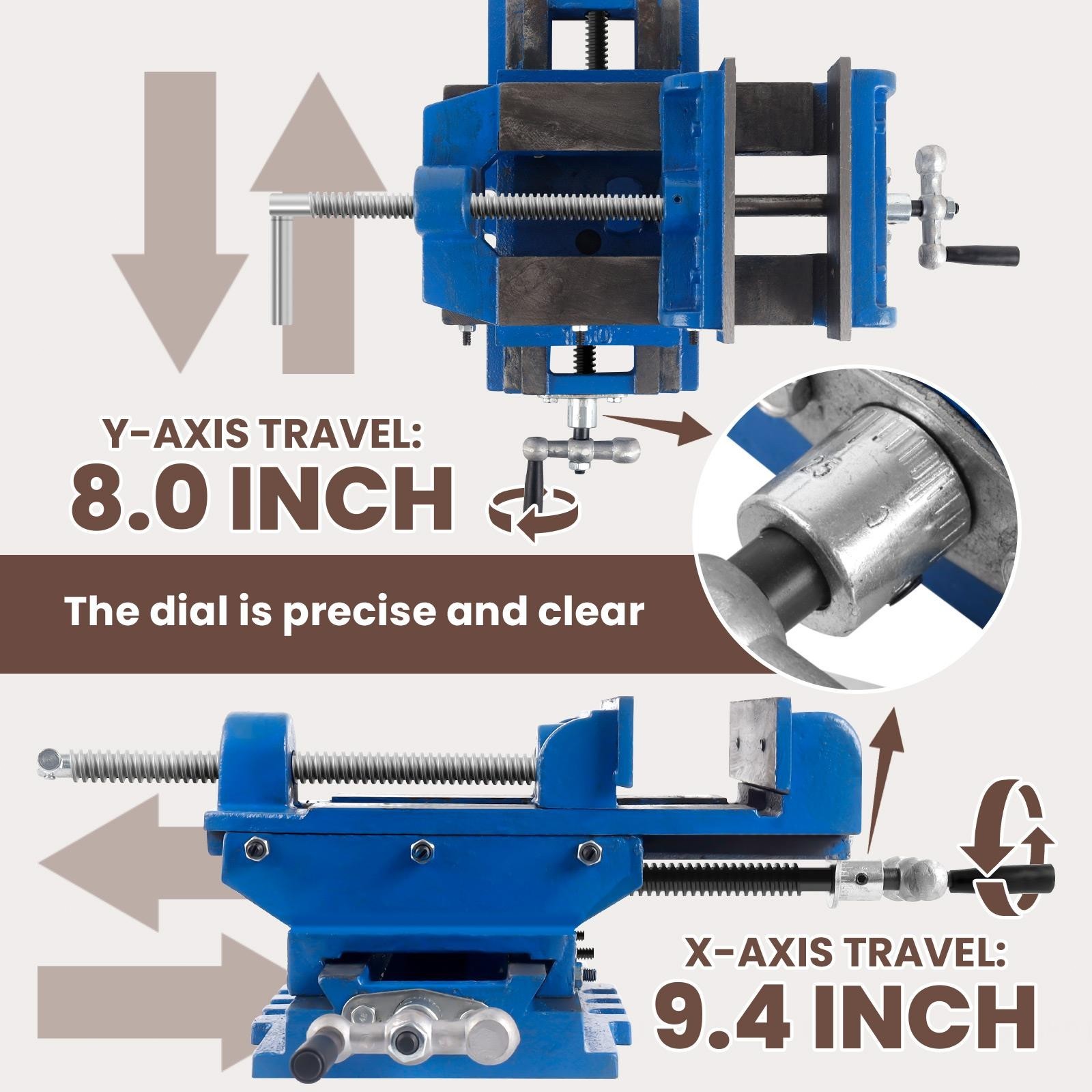 6″ 2-Way X-Y Bench Vise, Cross Slide Drill Press Vise for Milling & Woodworking