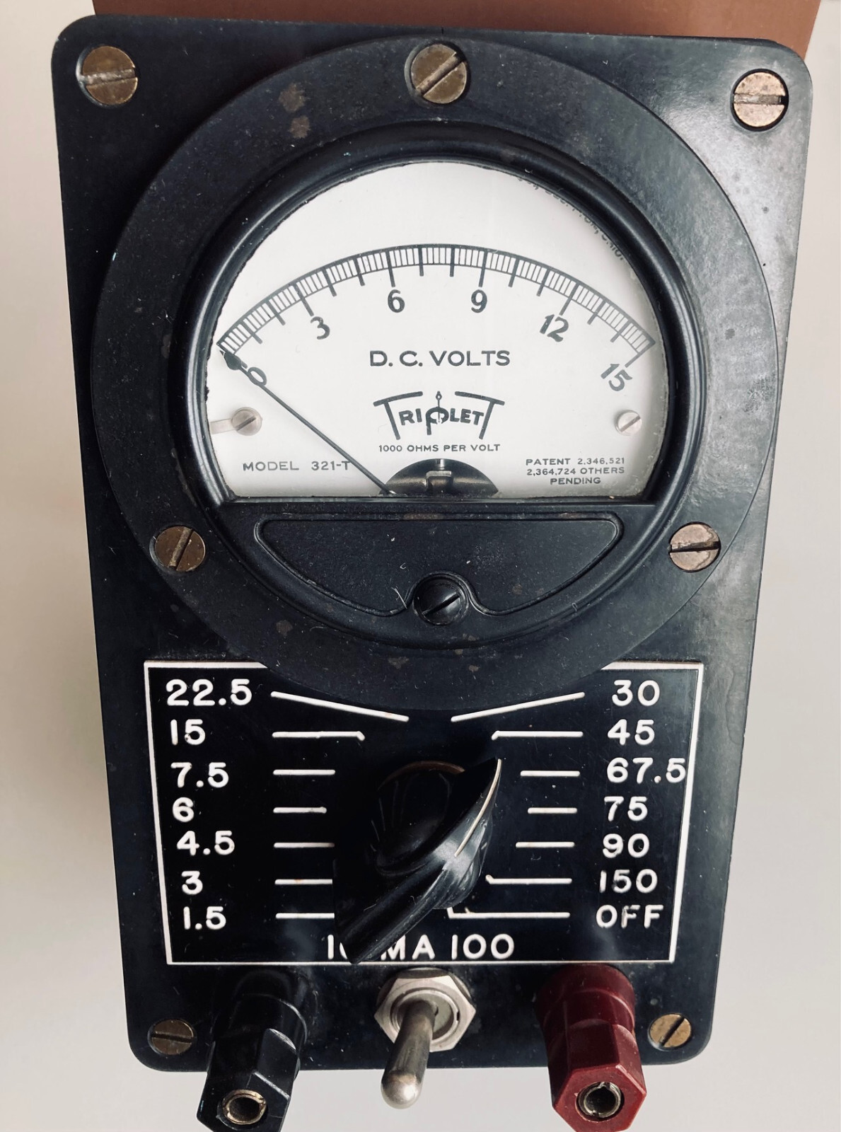 Triplett 321-T 0-15 VDC used as a 10-100 mA Test Meter – Vintage – Not Tested