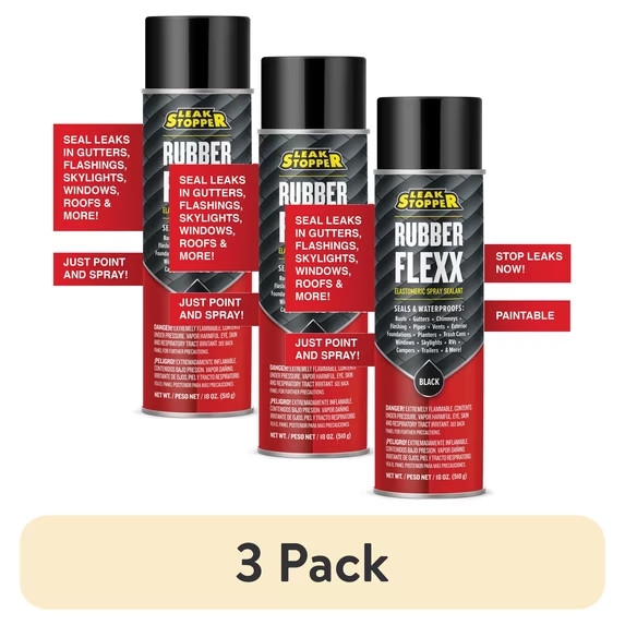 Rubber Flexx Leak Repair & Sealant Spray 18 Oz 100% Flexible Seal 3 pack