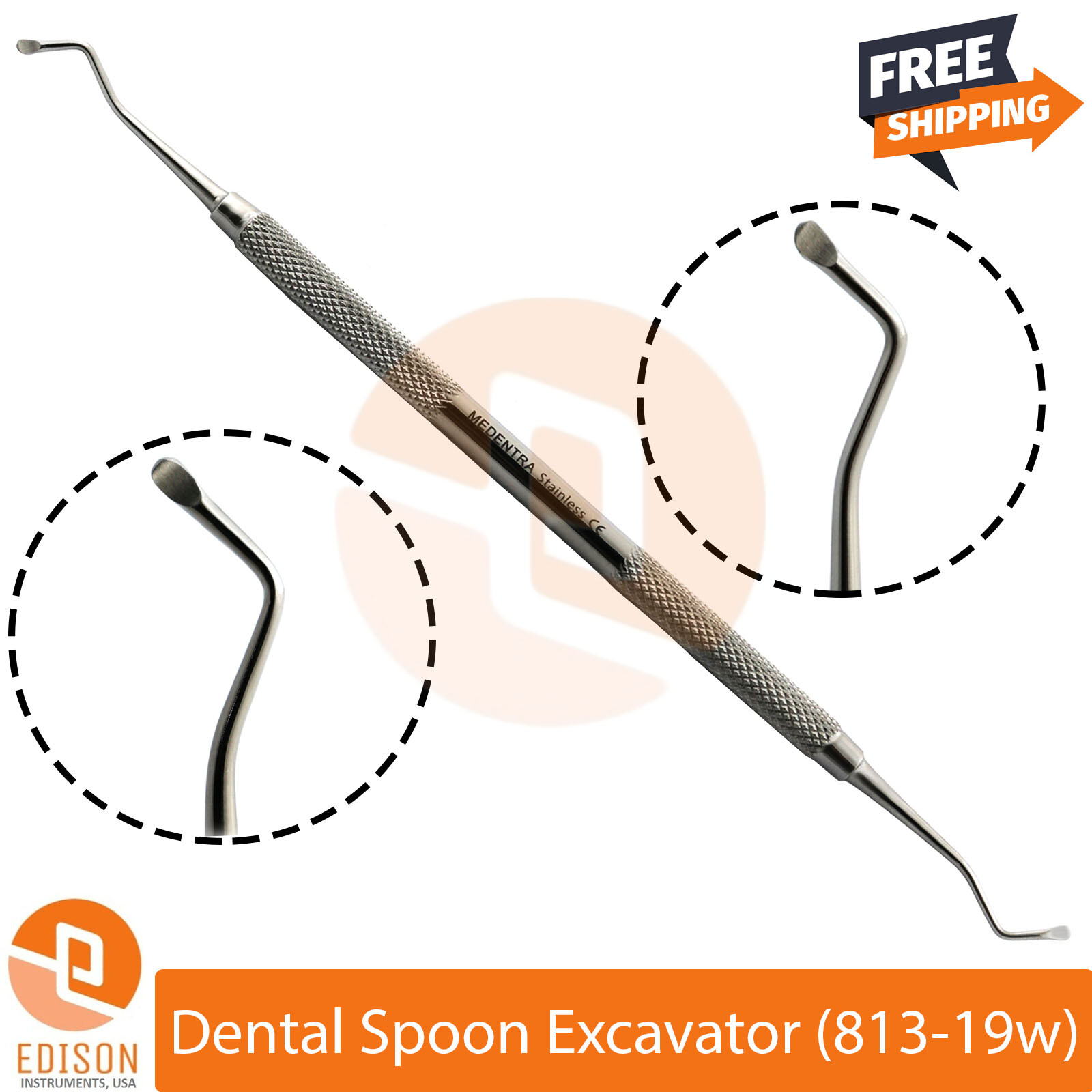 Dental Restorative Excavators 17W,18W,19W Removal Decayed Dentin Debris Set Of 3