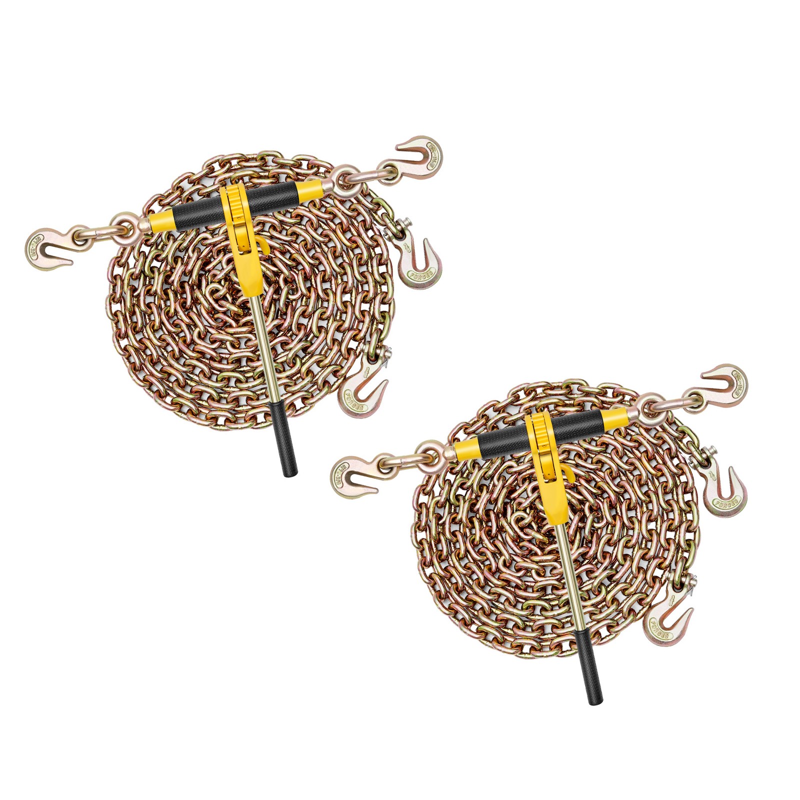Uimoso 2 Pack 5/16″-3/8″ Ratchet Binder w/G80 14 ft Chains for Secure Hauling