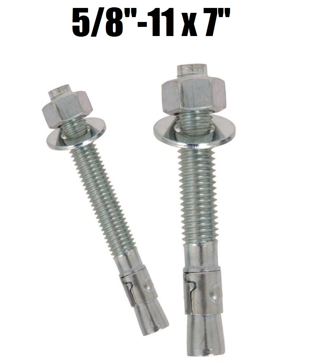 (Qty 100) 5/8-11 x 7″ Concrete Wedge Anchor Zinc Plated