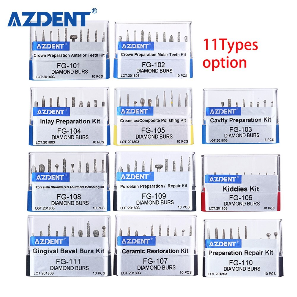 10 Boxes Mango de alta velocidad de diamante ultragrueso dental FG1.6mm 450,000