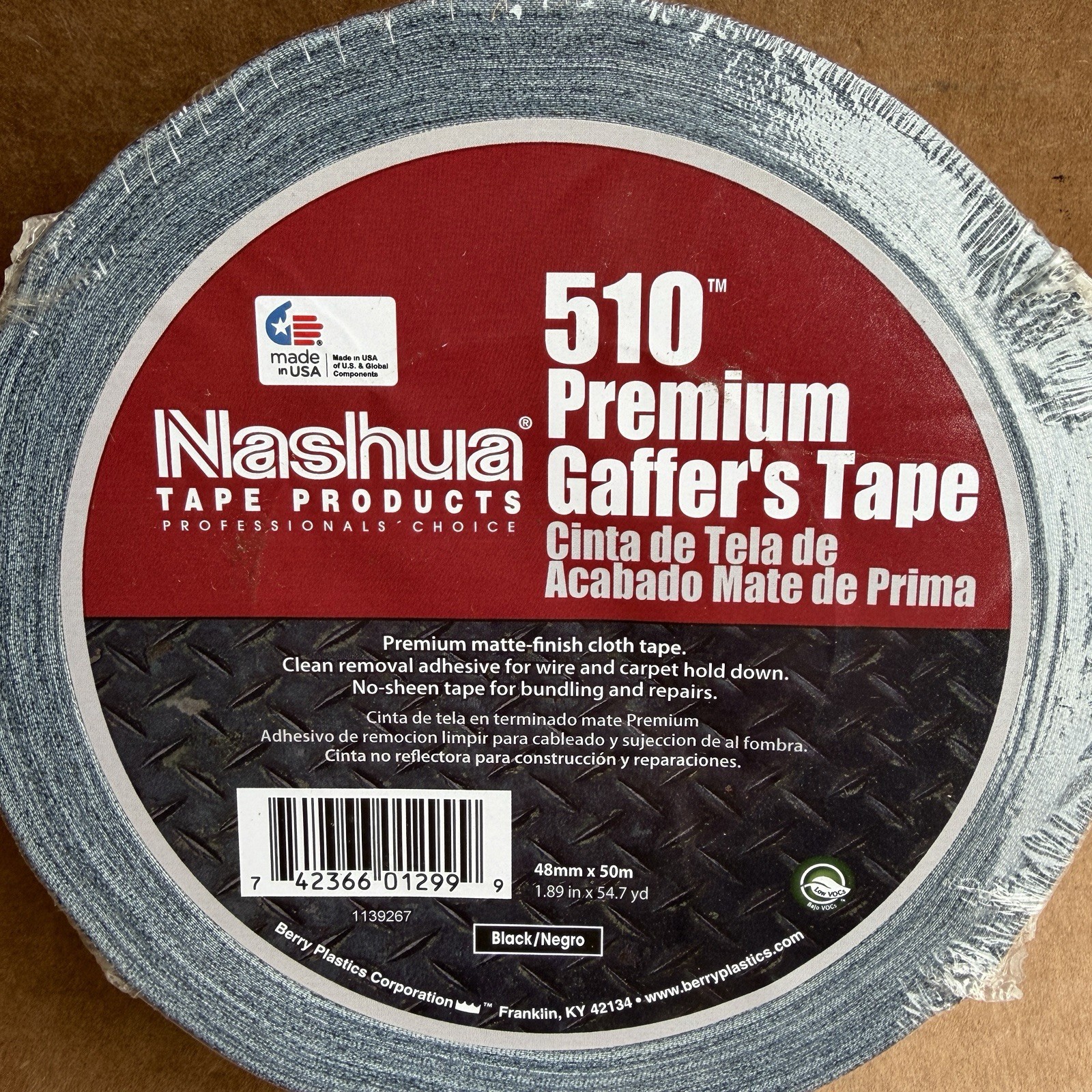 Lot Of – 4 Nashua 510 Premium Gaffer Tape Black 1.89in x 54.7yd Matte Cloth
