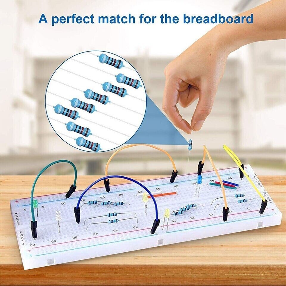 600Pcs 60 Values 1% 1/4W Resistor Kit 0 Ohm-10M Ohm Metal Film Resistors Kit