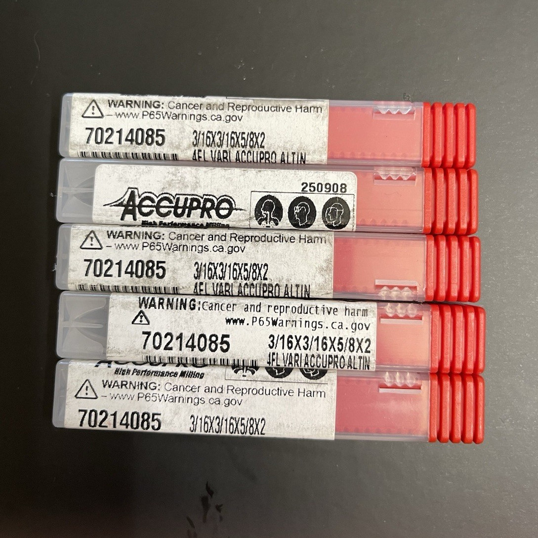 2PCS Accupro 70214085 3/16″ 4 Flute Square End Mill Solid Carbide AlTiN CNC New