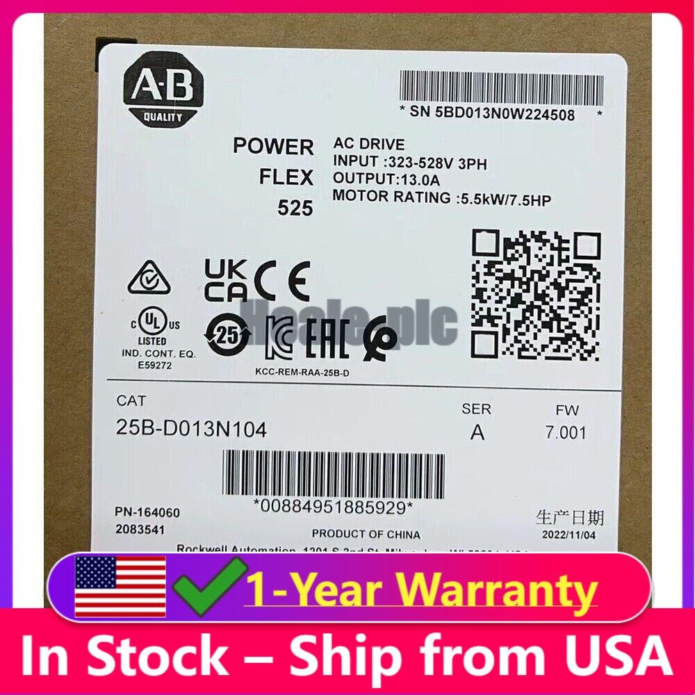 2022 Allen-Bradley PowerFlex 525 AB 25B-D013N104 AC Drive US Free Tax
