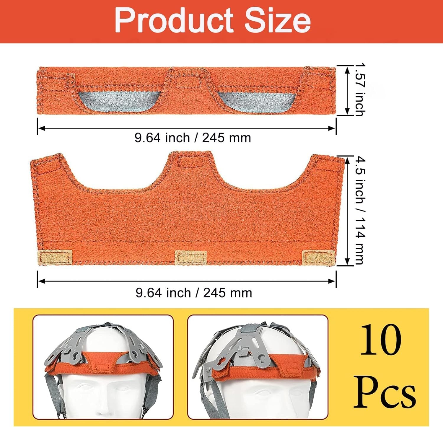 Hard Hat Sweatband Washable Cotton 9.64×1.57in 10Pcs – Comfort Air Cushion Liner