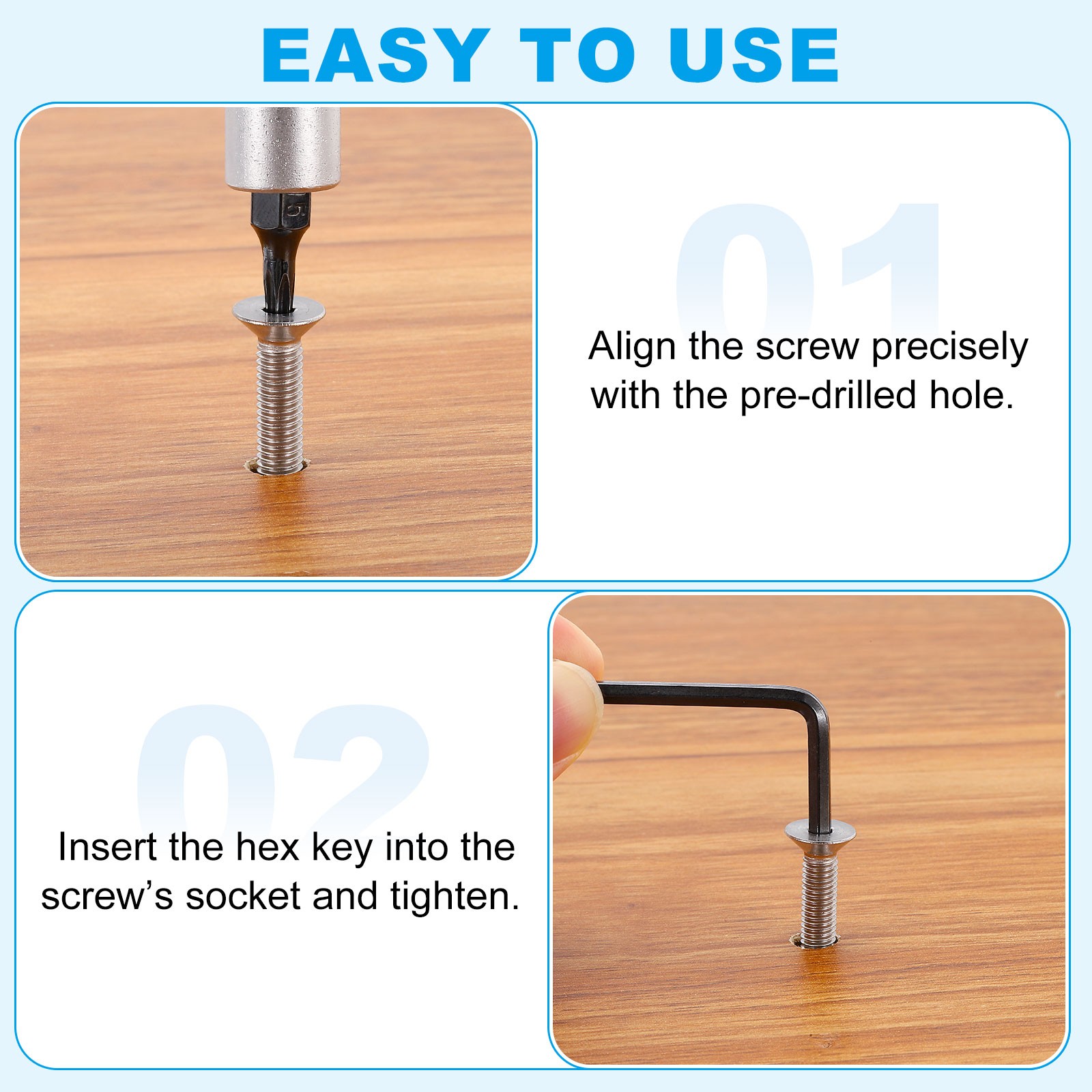 M5 x 30 mm Flat Head Socket Cap Screws, 20 Pcs Hex Socket Countersunk Flat