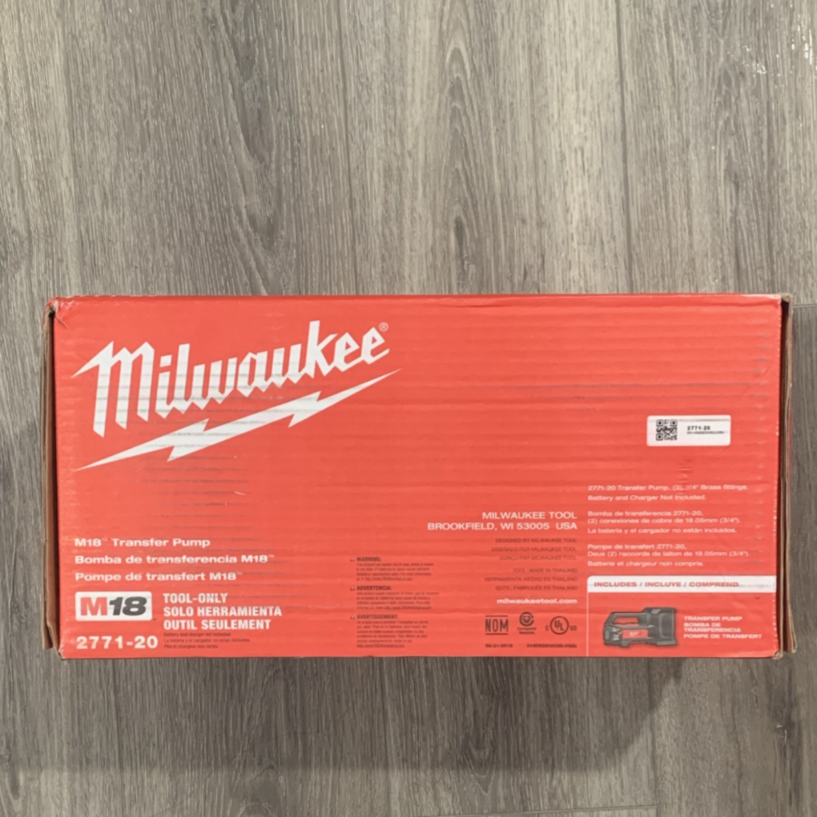 Milwaukee 2771-20 M18 Water Transfer Pump, 0.5hp, 3/4″ Inlet/Outlet, 480 GPH