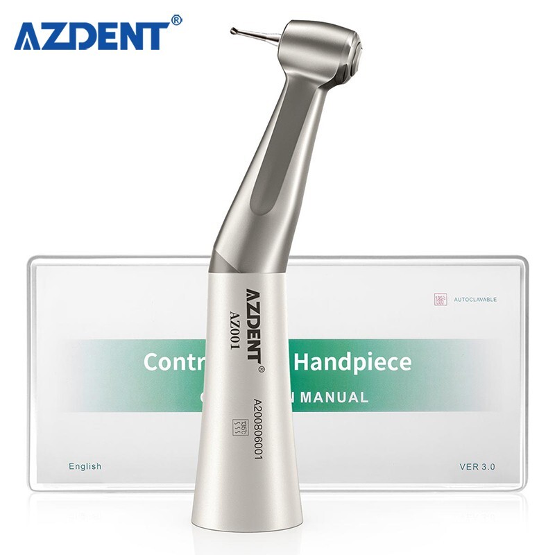 AZDENT Dental 1:1 Slow Low Speed Handpiece Push Button Contra Angle fit CA burs