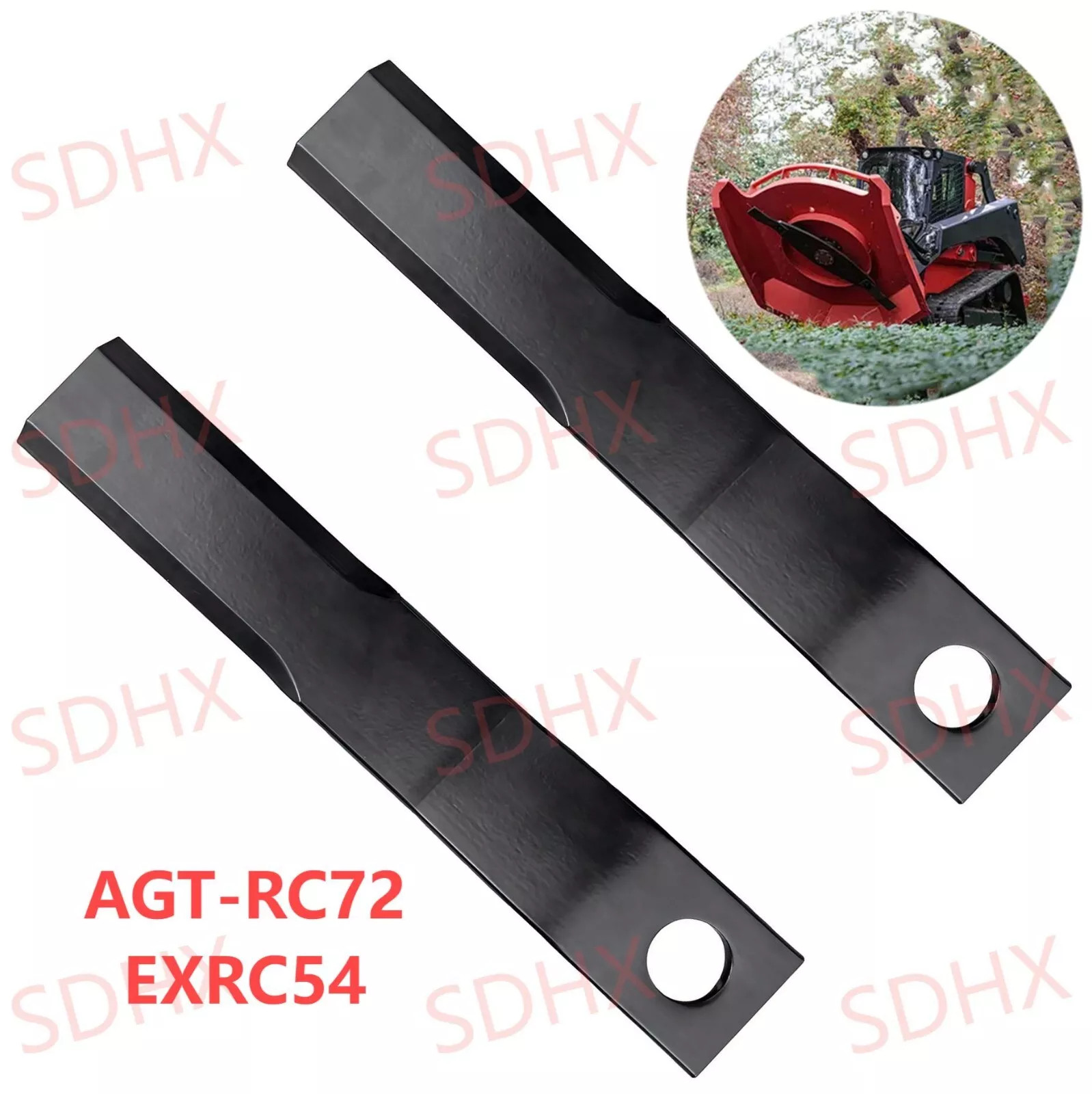2pcs Agrotk Skid Steer Brush Cutter Cutting Blades, For Use with AGT-RC72/EXRC54