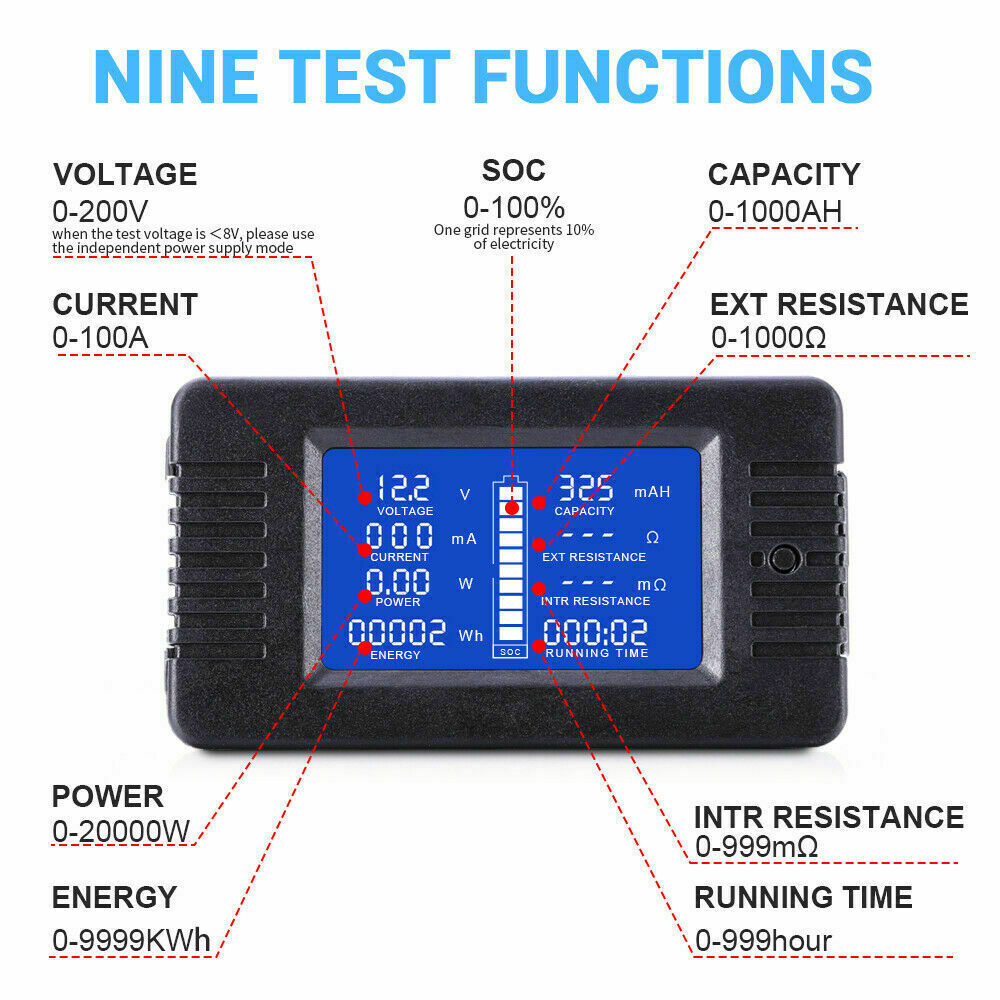 12v DC Battery Monitor 100A Shunt LCD Display Voltage Current Volt Meter Ammeter