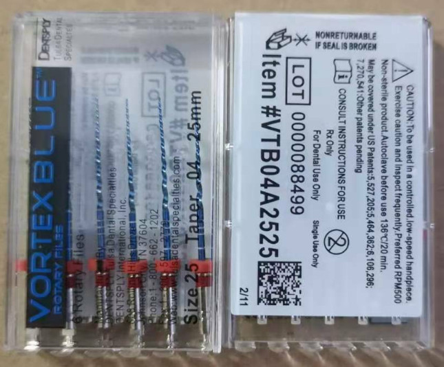 Dentsply Tulsa Dental Vortex Blue.04 Taper rotary files 21mm/25mm 6/pk all sizes