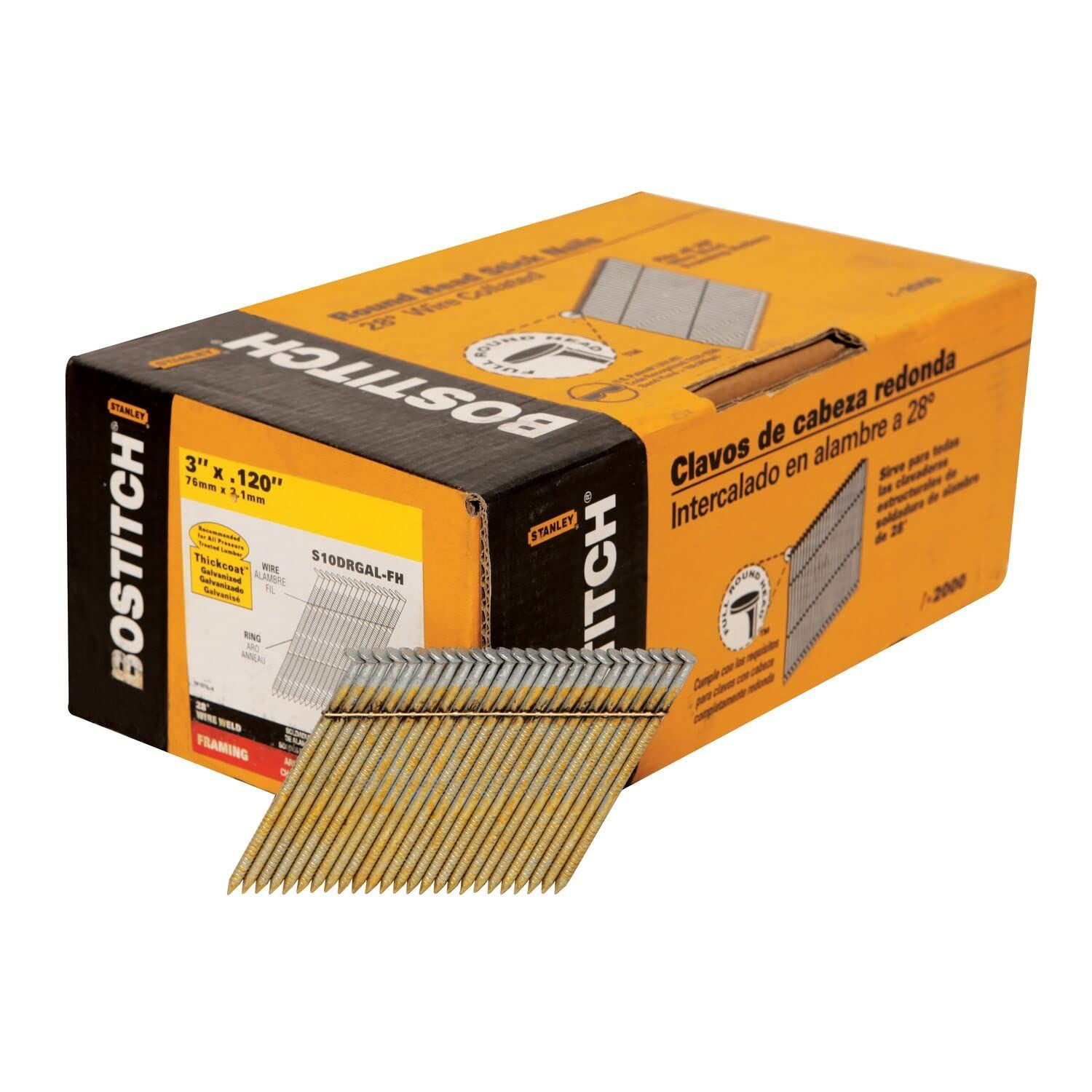 BOSTITCH Framing Nails, 28 Degree, Wire Weld, Galvanized, One Size, Multi