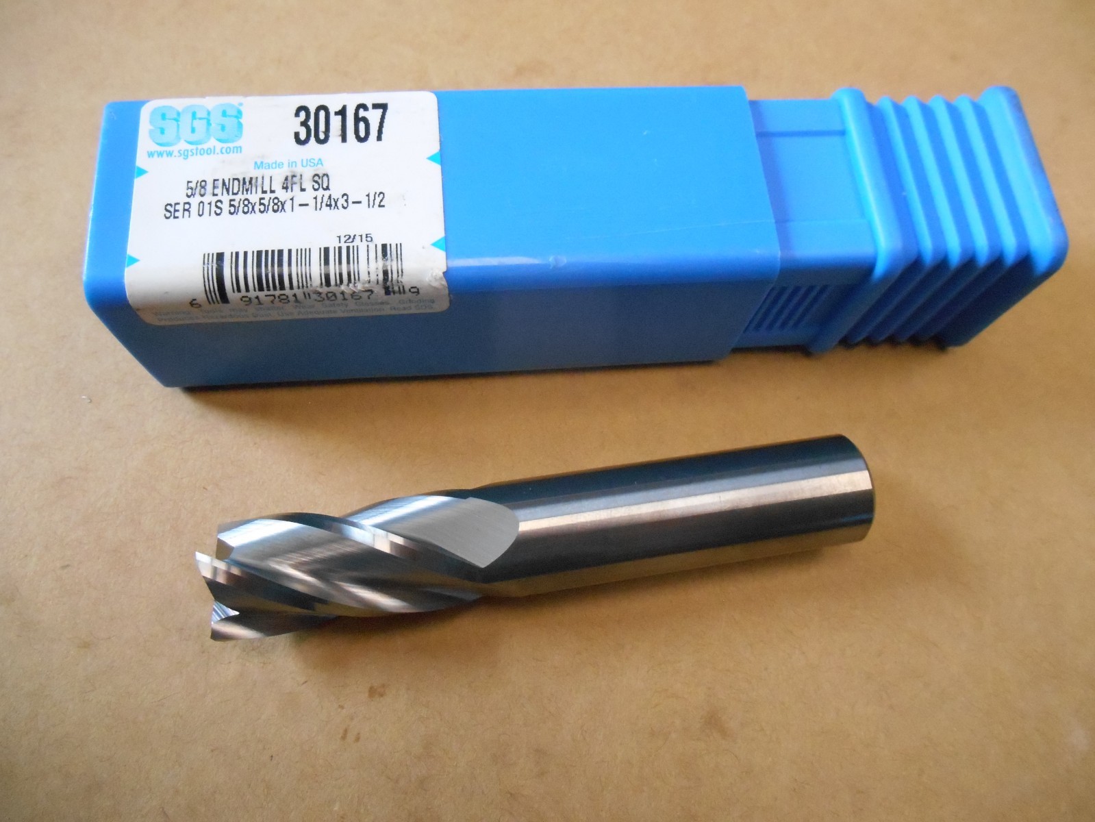 SGS 30167 5/8 x 5/8 x 1 1/4 x 3 1/2 carbide end mill