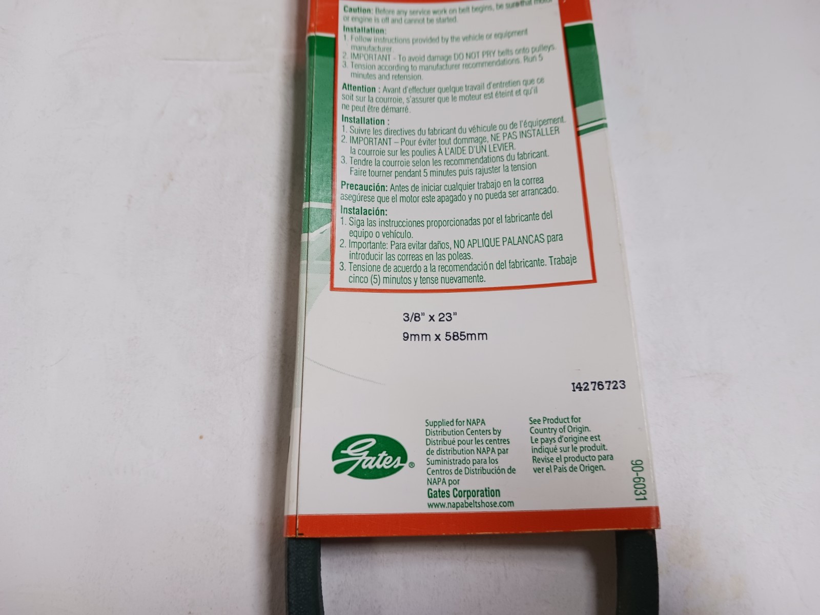 3L230W NAPA Gates Heavy Duty FHP Belt 3/8″ x 23″ GARDEN