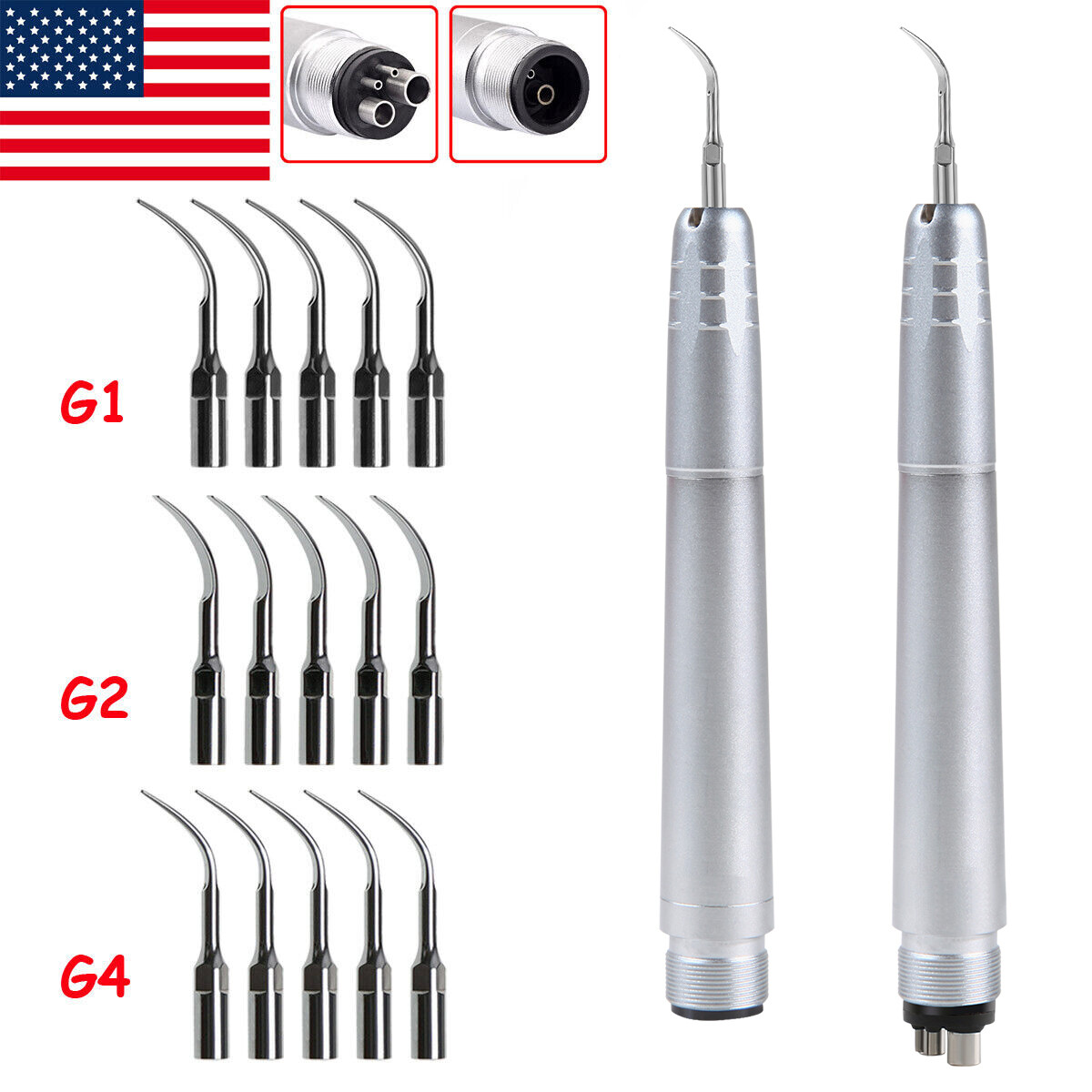 Dental Ultrasonic Air Scaler Handpiece Hygienist 2Hole/4Hole With 3 Tips USA