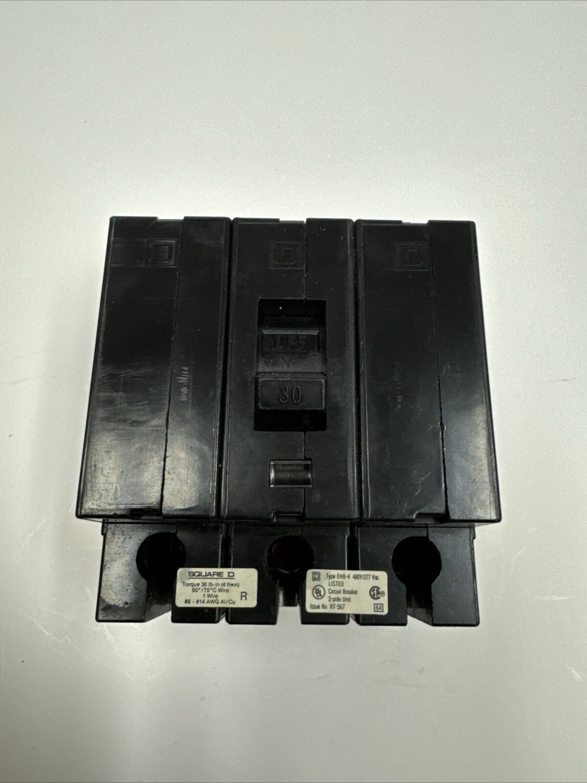 EHB34030 Square D 30 Amp 480V 3 Pole Bolt On Circuit Breaker New Surplus