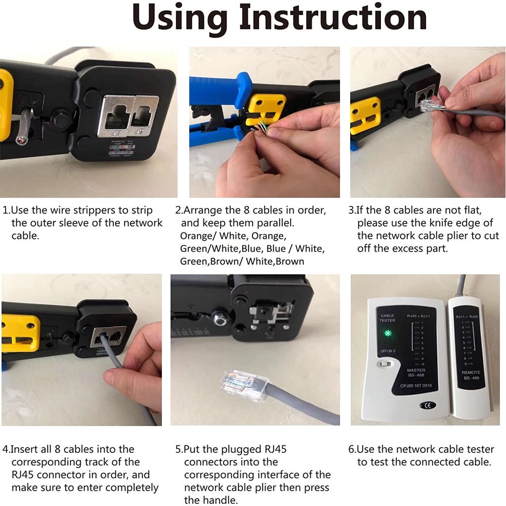 LEATBUY CAT5 Crimper Tool Kit for RJ45/RJ11/RJ12/CAT6/Cat5e, Blue