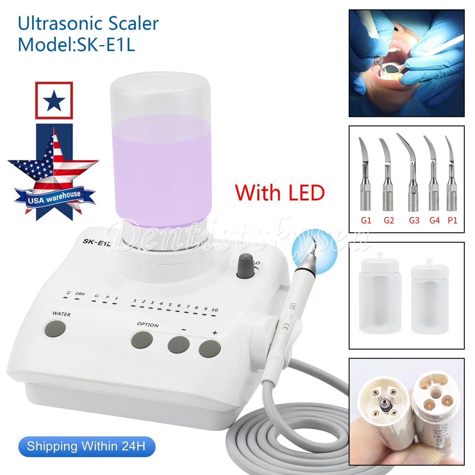 Dental SK-E1L LED Handpiece Ultrasonic Piezo Scaler Fit EMS Cavitron LED