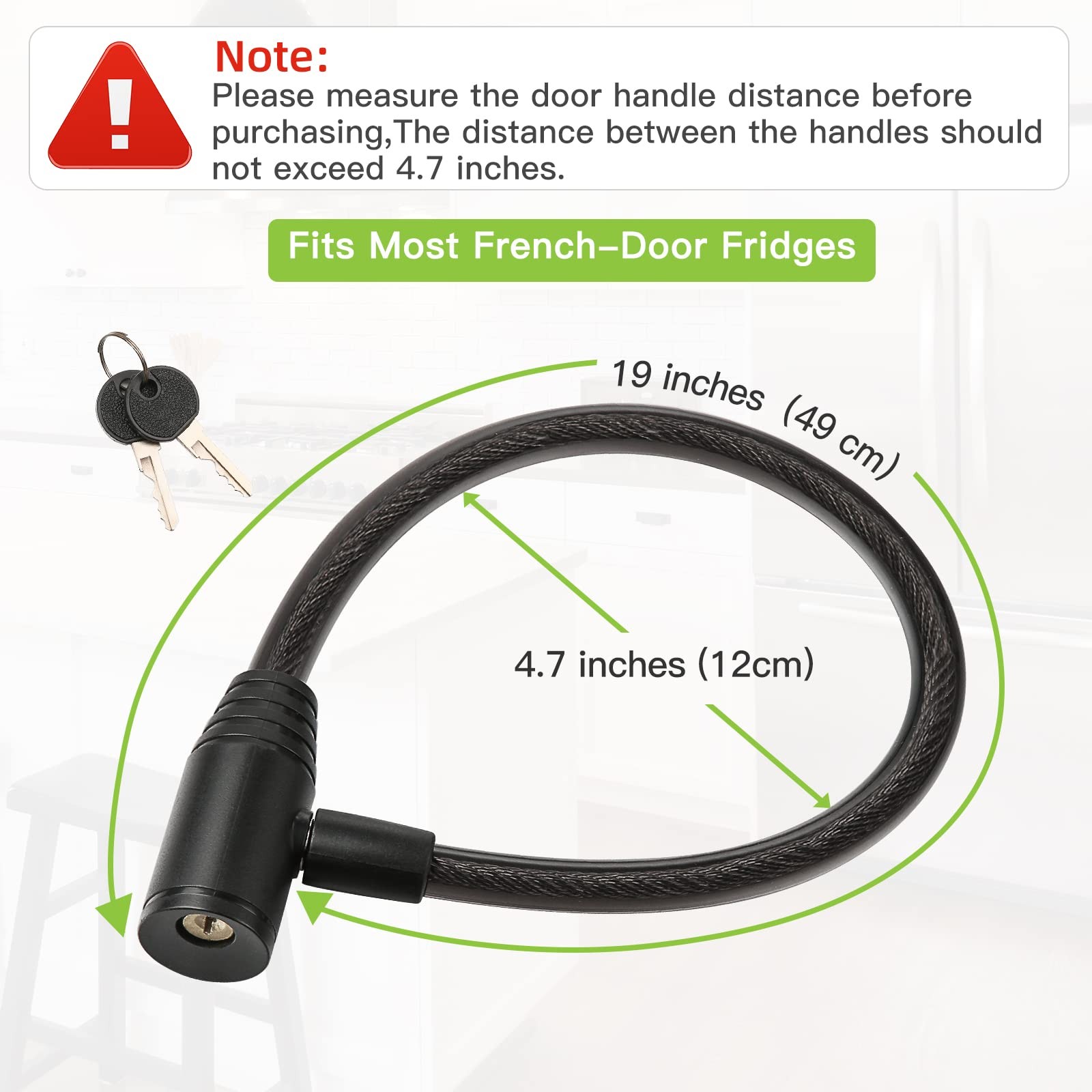 Fridge Lock, Childproof Refrigerator Lock with Keys for French Door Fridge an…